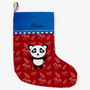 Meia De Natal Pequena Nome personalizado canas doces de bonecos panda ve