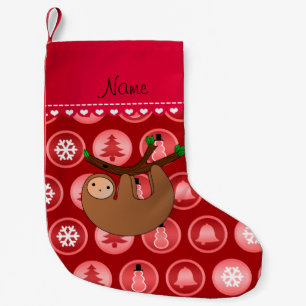 Meia De Natal Pequena Nome personalizado: círculos de natal vermelhos d