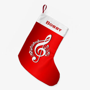 Meia De Natal Pequena Nome personalizado Clef/ano de G da música