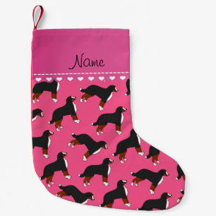 Meia De Natal Pequena Nome personalizado cor-de-rosa Cães de montanha Be