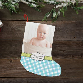 Meia De Natal Pequena Nome personalizado da foto do bebê e manutenção de