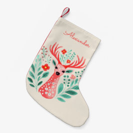 Meia De Natal Pequena Nome Personalizado da Revista Floral