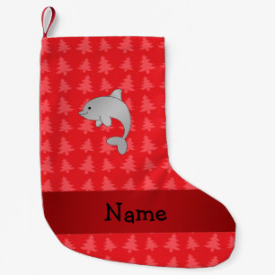 Meia De Natal Pequena Nome personalizado de árvores de natal vermelhas