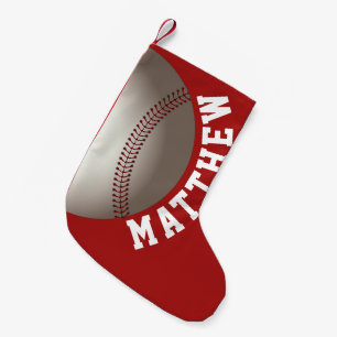 Meia De Natal Pequena Nome Personalizado de Natal Baseball