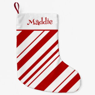 Meia De Natal Pequena Nome Personalizado de Stripes de Canes de Candy