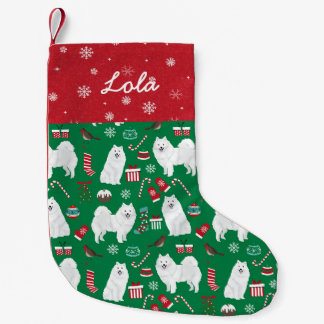 Meia De Natal Pequena Nome personalizado do cão Spitz japonês