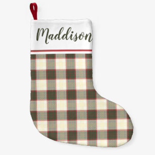 Meia De Natal Pequena Nome personalizado do padrão de xadrez de Natal be