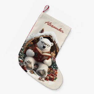 Meia De Natal Pequena Nome Personalizado do Urso Poler