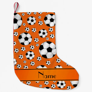 Meia De Natal Pequena Nome personalizado esferas de futebol laranja-dive