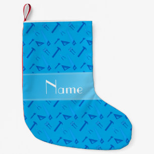 Meia De Natal Pequena Nome personalizado ferramentas azuis do céu
