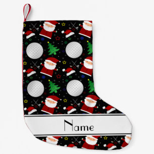 Meia De Natal Pequena Nome personalizado golfe de natal preto