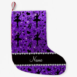 Meia De Natal Pequena Nome personalizado: Indigo roxo gliter bailarina