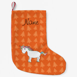 Meia De Natal Pequena Nome personalizado laranjeiras unicórnicas