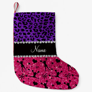 Meia De Natal Pequena Nome personalizado leopardo líder de torcida cor-