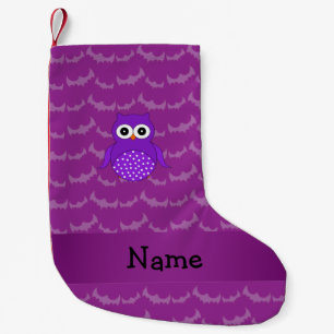 Meia De Natal Pequena Nome personalizado morcegos roxos