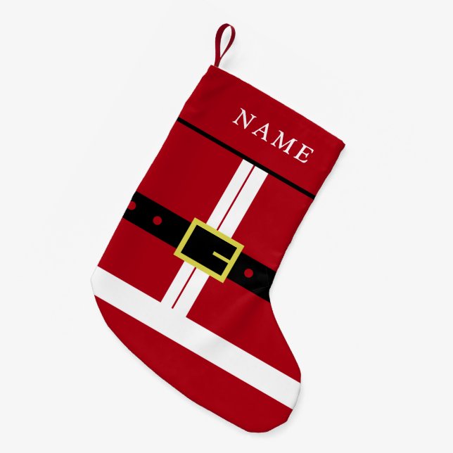 Meia De Natal Pequena Nome personalizado Natal estocando Papai Noel (Frente (Pendurada))