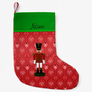 Meia De Natal Pequena Nome personalizado nutcracker Red Snowman trellis