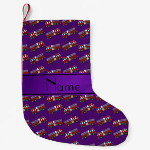 Meia De Natal Pequena Nome personalizado para caminhões roxos