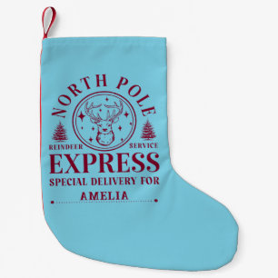 Meia De Natal Pequena Nome Personalizado Polo Norte Papai Noel Natal