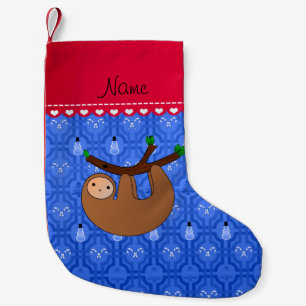 Meia De Natal Pequena Nome personalizado preguiça-azul-neve-brava