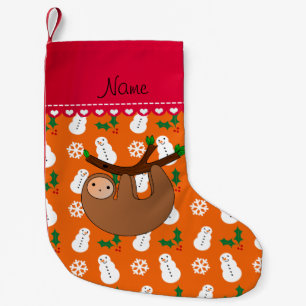 Meia De Natal Pequena Nome personalizado preguiça-laranja-boneco