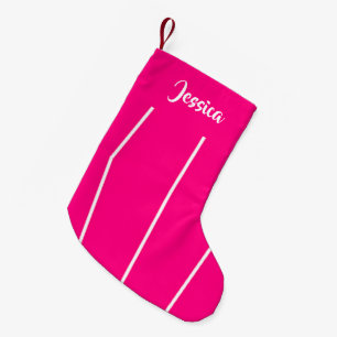 Meia De Natal Pequena Nome personalizado rosa e branco