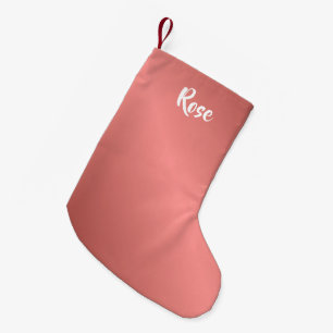 Meia De Natal Pequena Nome personalizado rosa gold 