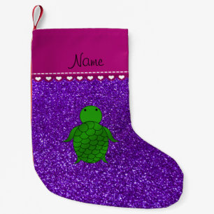 Meia De Natal Pequena Nome personalizado tartaruga roxa