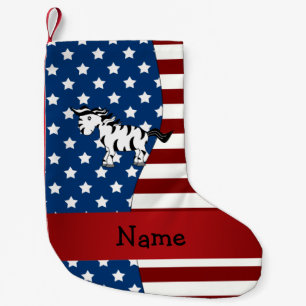 Meia De Natal Pequena Nome personalizado zebra patriótica