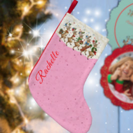 Meia De Natal Pequena Nome Rosa Marching Quirky Christmas Reindeer