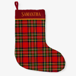 Meia De Natal Pequena Nome Xadrez Personalizado Royal Stewart Clan