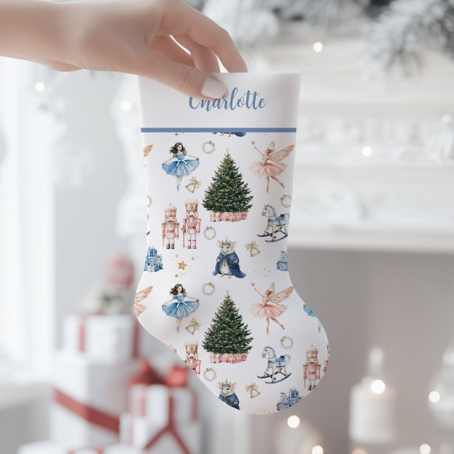 Meia De Natal Pequena Nostalgia do Balé Nutcracker (Nutcracker Ballet Christmas Stocking)