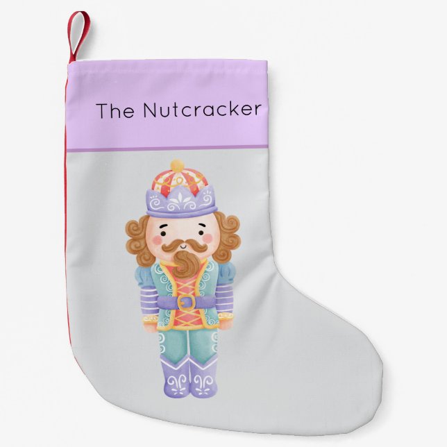 Meia De Natal Pequena Nutcracker Pastel (Frente)