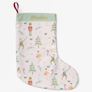 Meia De Natal Pequena O Balé de Natal do Nutcracker, doce Mint Rosa