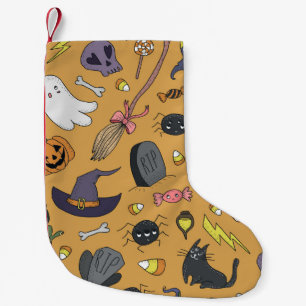 Meia De Natal Pequena O Doodle do Halloween Objeta Padrão Invisível