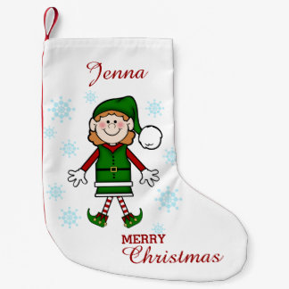 Meia De Natal Pequena O duende do papai noel (menina)