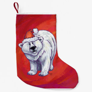Meia De Natal Pequena O Natal Do Urso Polar Em Vermelho