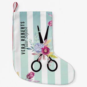 Meia De Natal Pequena O ouro do cabeleireiro Scissor & o Natal da beleza