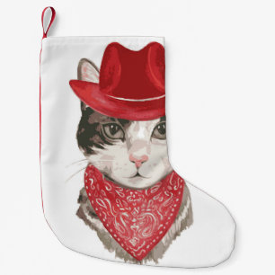 Meia De Natal Pequena O padrão de desenho do gato vintageel com um anima