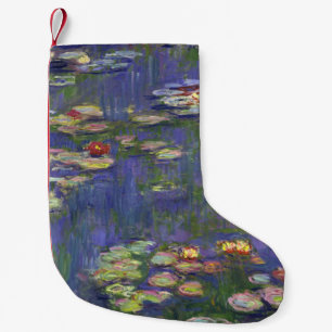 Meia De Natal Pequena Obra-Prima de Lírios de Água de Monet