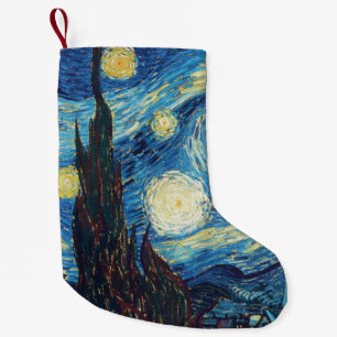 Meia De Natal Pequena Obra-prima Vintage Azul Noite Estrelada de Van Gog
