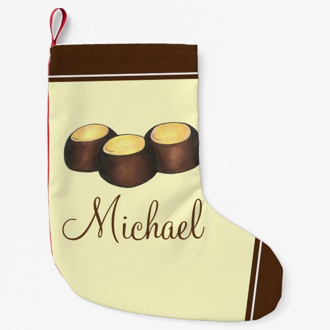 Meia De Natal Pequena Ohio OH Peanut Butter Buckeye Buck Eye Nut Candy (Frente)