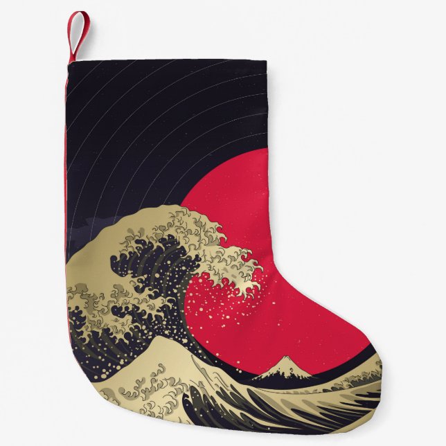 Meia De Natal Pequena "Onda Excelente de kanagawa". Hokusai, onda japone (Frente)
