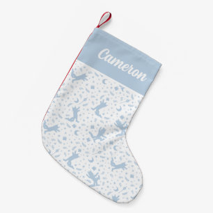 Meia De Natal Pequena Onde as Coisas Selvagens Floral Azul