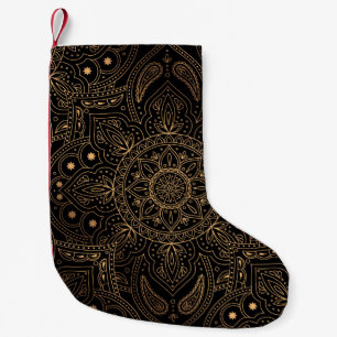 Meia De Natal Pequena Oriental Mandala, Padrão de Vintage de Luxo.