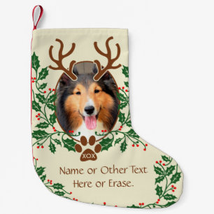 Meia De Natal Pequena Os Antlers do Natal para o cão/gato personalizam
