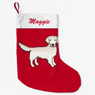 Meia De Natal Pequena Ouro Inglês - Retriever Cachorro Em Vermelho & Na