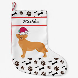 Meia De Natal Pequena Ouro Retriever Dog Christmas, Custom Dog Name
