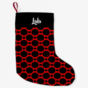 Meia De Natal Pequena Oval forma vermelho preto