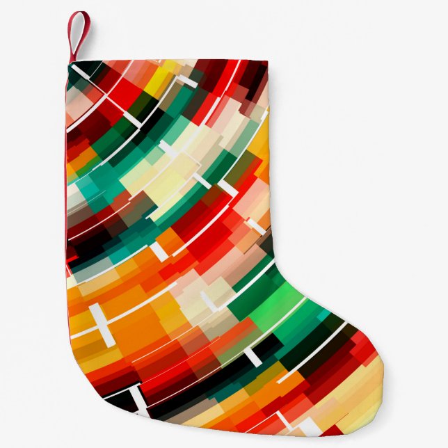 Meia De Natal Pequena Padrão Abstrato Multicolorido (Frente)